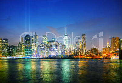 New York City overview with Brooklyn bridge