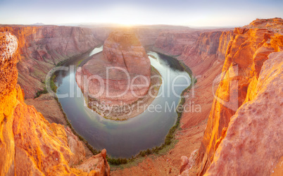 Panoramic overview of Horseshoe Bend near Page, Arizona