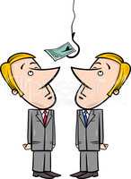 businessmen and money bait