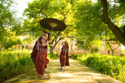 Young Buddhist novice monks
