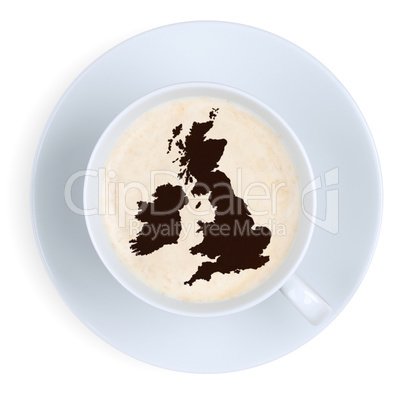 Kaffee Großbritannien und Irland Karte Kaffeepause in Tasse Kaf