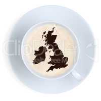 Kaffee Großbritannien und Irland Karte Kaffeepause in Tasse Kaf