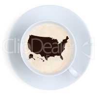Kaffee in Tasse aus USA Amerika Karte Kaffeepause Kaffeetasse