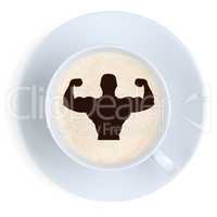 Kaffee in Tasse Muskeln fit Energie Kraft Power stark Stärke Ar