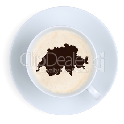 Kaffee Schweiz Karte Kaffeepause in Tasse Kaffeetasse