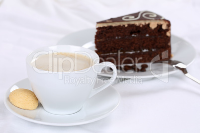 Kaffee und Kuchen Schokolade Torte Schokoladenkuchen Nachtisch,