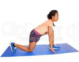 Young African American woman exercising.