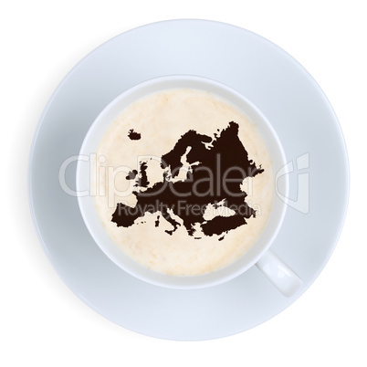 Kaffee Europa Karte Kaffeepause in Tasse Kaffeetasse