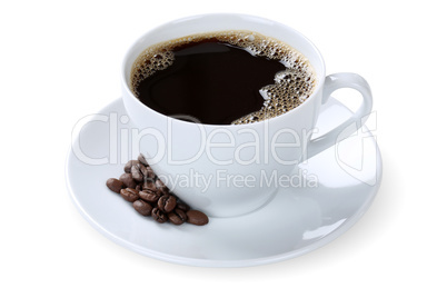 Schwarzer Kaffee in Tasse Freisteller