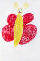 Children's drawing big funny butterfly