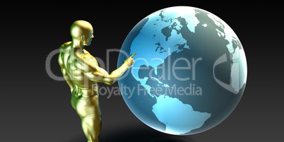 Businessman Pointing at North America