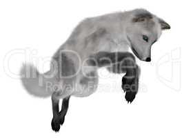 White fox hunting - 3D render