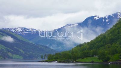 Morning on the lake Lovatnet, Norway