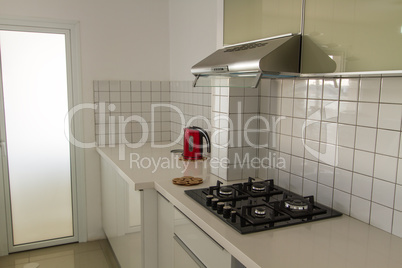 Modern white kitchen .