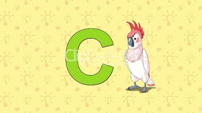 Cockatoo. English ZOO Alphabet - letter C