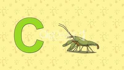 Crayfish. English ZOO Alphabet - letter C
