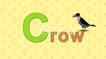 Crow. English ZOO Alphabet - letter C