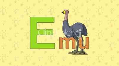Emu. English ZOO Alphabet - letter E