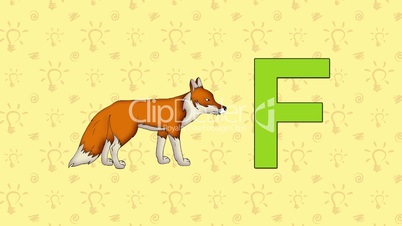 Fox. English ZOO Alphabet - letter F