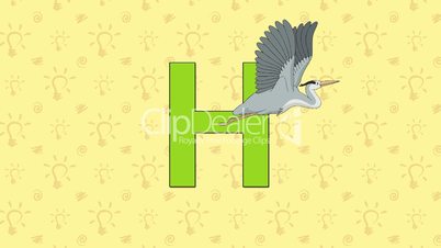 Heron. English ZOO Alphabet - letter H