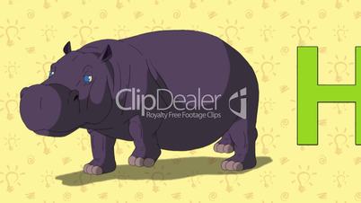Hippo. English ZOO Alphabet - letter H