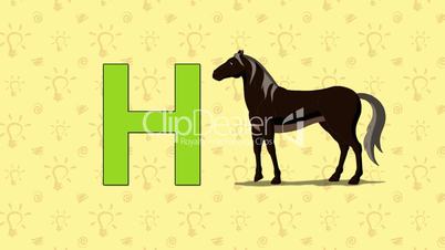 Horse. English ZOO Alphabet - letter H