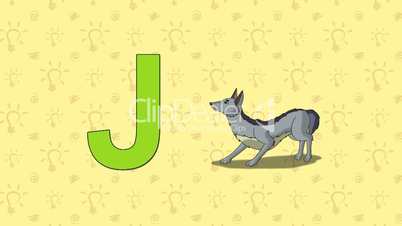 Jackal. English ZOO Alphabet - letter J
