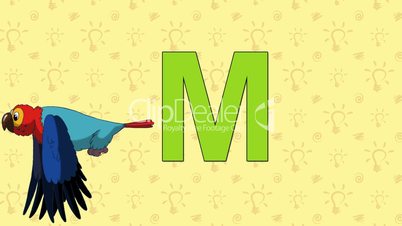 Macaw. English ZOO Alphabet - letter M