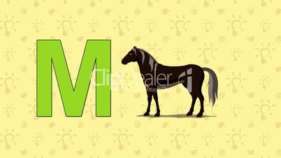 Mustang. English ZOO Alphabet - letter M