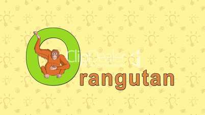 Orangutan. English ZOO Alphabet - letter O