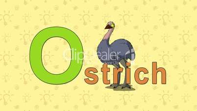 Ostrich. English ZOO Alphabet - letter O