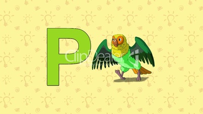 Parrot. English ZOO Alphabet - letter P