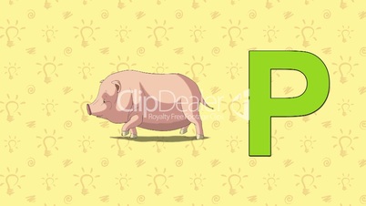 Piglet. English ZOO Alphabet - letter P