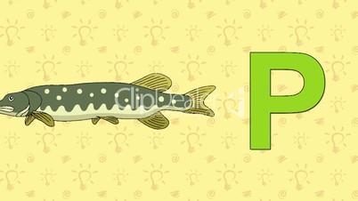 Pike. English ZOO Alphabet - letter P