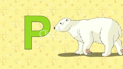 Polar bear. English ZOO Alphabet - letter P