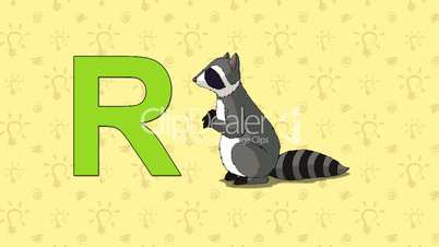 Raccoon. English ZOO Alphabet - letter R