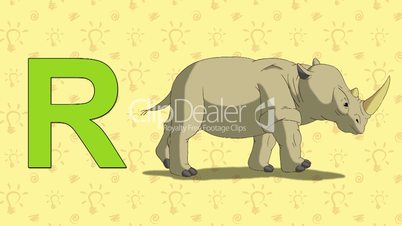 Rhino. English ZOO Alphabet - letter R