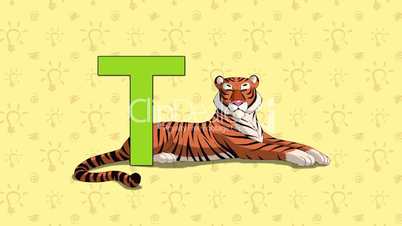 Tiger. English ZOO Alphabet - letter T