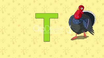 Turkey. English ZOO Alphabet - letter T