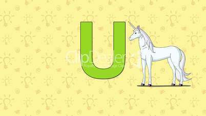 Unicorn. English ZOO Alphabet - letter U