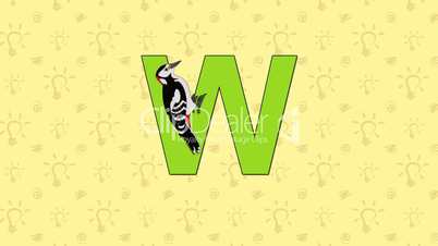Woodpecker. English ZOO Alphabet - letter W