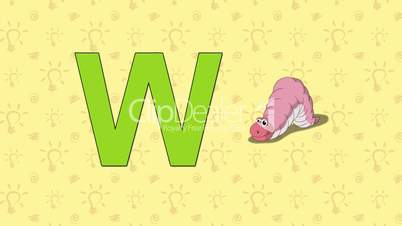 Worm. English ZOO Alphabet - letter W