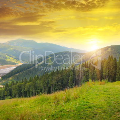 beautiful mountain landscape and sunrise