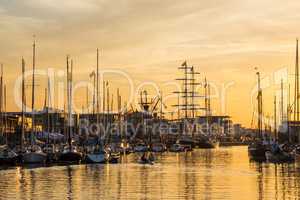 Segelschiffe im Stadthafen auf der Hanse Sail