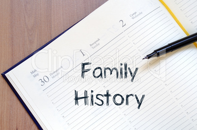 Family history write on notebook