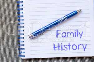 Family history write on notebook