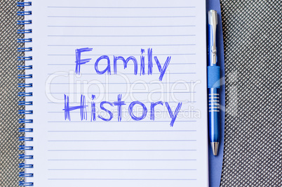 Family history write on notebook