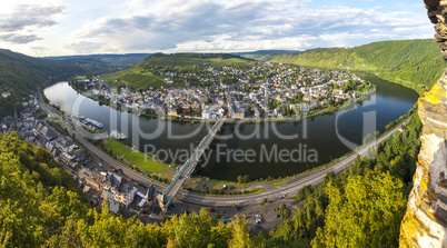 Panorama of Traben Trarbach town on the Middle Moselle River, Ge