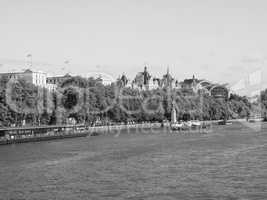 Black and white River Thames in London