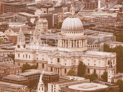 Retro looking Aerial view of London